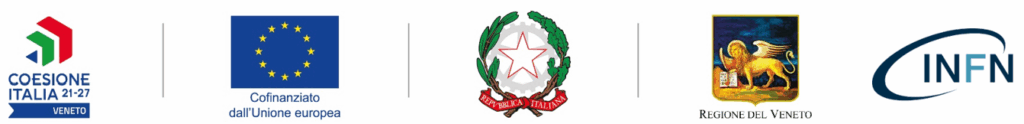 Blocco istituzionale Progetto finanziato con il PR Veneto FESR 2021-2027 e logo INFN
